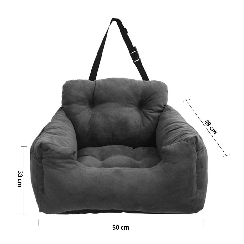 NNEAGS 2X Grey Pet Car Seat Sofa Safety Soft Padded Portable Travel Carrier Bed