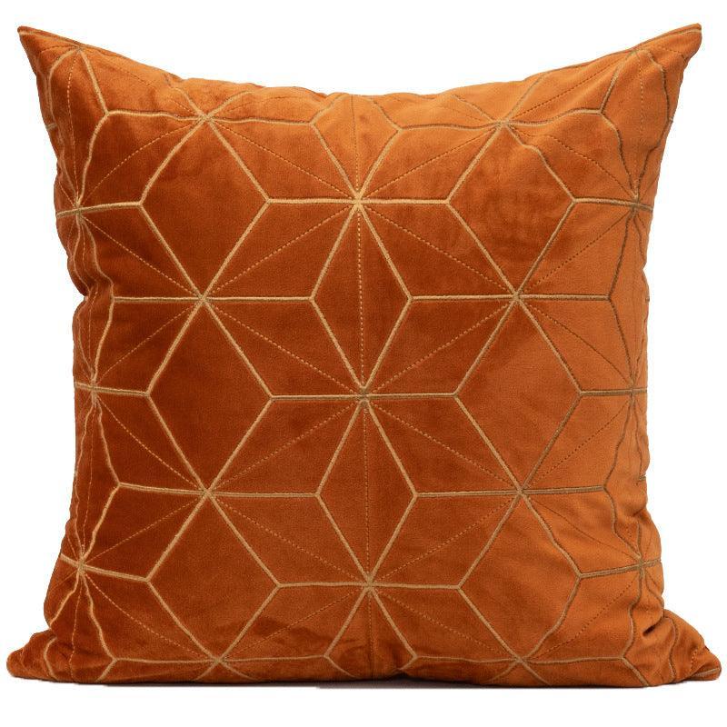 Gold Plaid Velvet Cushion Cover (18x18" - 45x45 cm)-5
