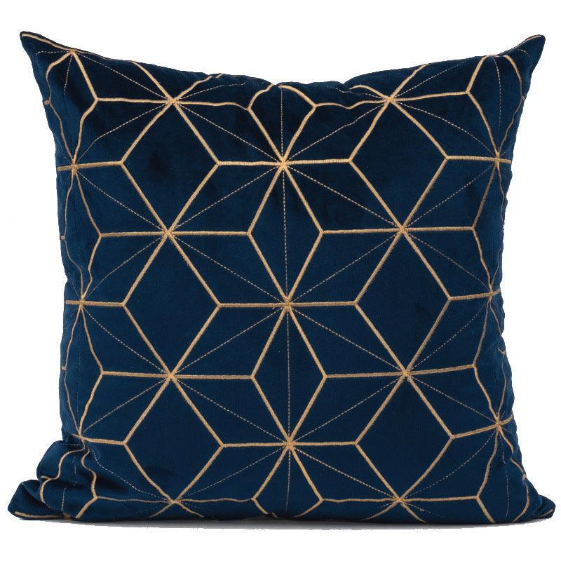 Gold Plaid Velvet Cushion Cover (18x18" - 45x45 cm)-6