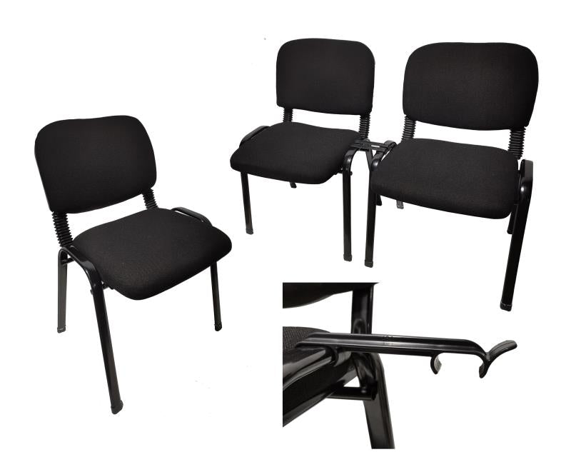 Stackable & Linkable Office Conference Visitor Community  Chairs (Set of 7-Black)