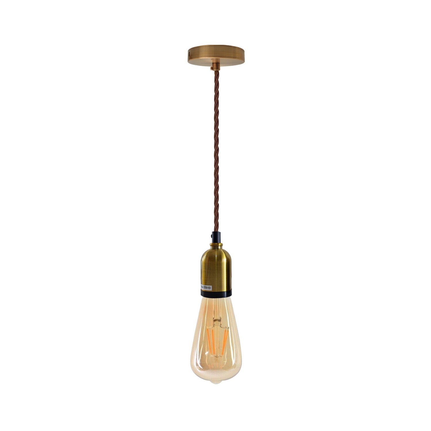 Modern Pendant Light Fabric Wire Yellow Brass Ceiling Rose E27 Suspension Light Lamp Holder~3681