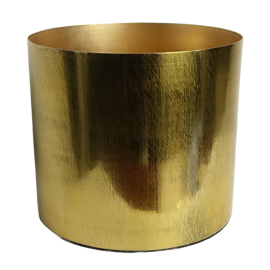 18cm Gold Etched Metal Planter by Leaf