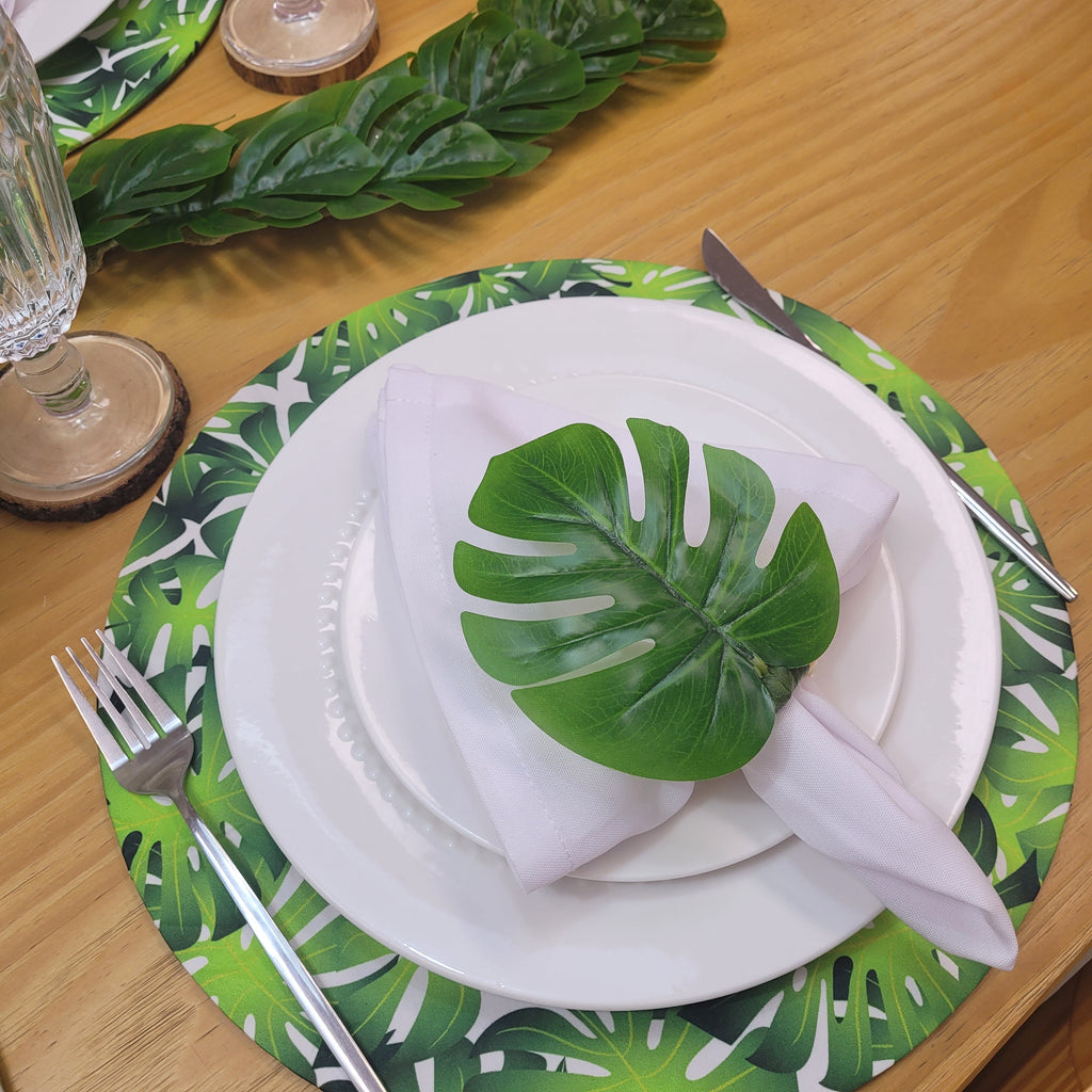 Maison Charlô | Wholesale Box 50 or 100 or 160 Green Monstera Leaf Napkin Rings for events, wedding, party