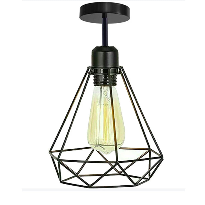 Industrial Vintage Ceiling Light Modern Style Cage Fitting Flush Mount Lights~4068