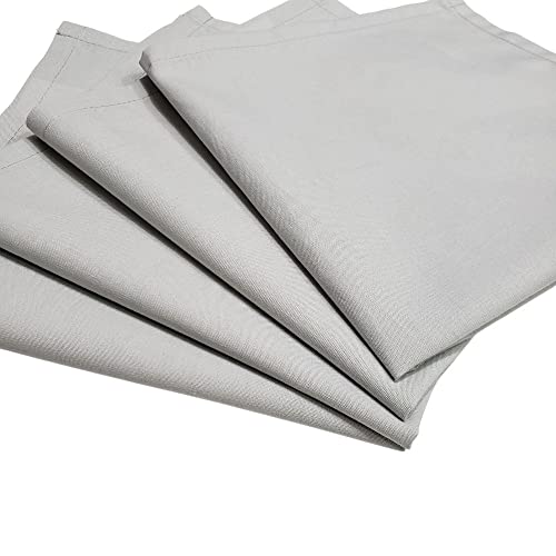 Charlo's Set of 4 Light Grey 100% Cotton Solid Cloth Napkins 15" by 15" Washable Reusable-0