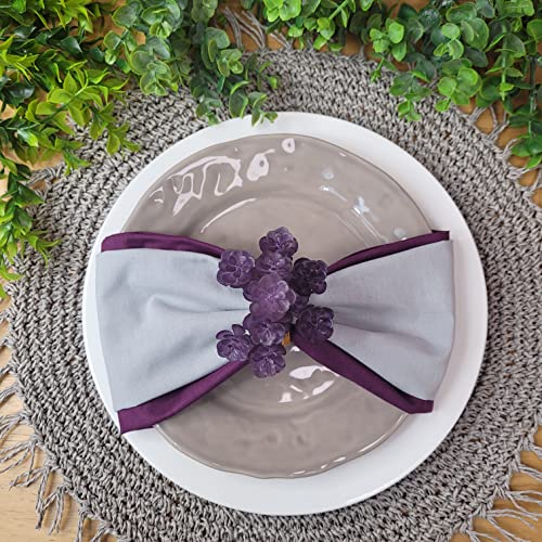 Charlo's Set of 4 Light Grey 100% Cotton Solid Cloth Napkins 15" by 15" Washable Reusable-1