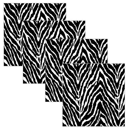 Charlo's Cloth Napkins Set of 4 Animal Print Zebra 16" by 16" - Black-2