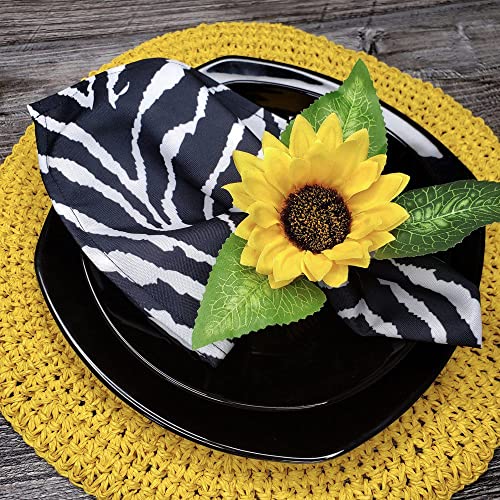 Charlo's Cloth Napkins Set of 4 Animal Print Zebra 16" by 16" - Black-1