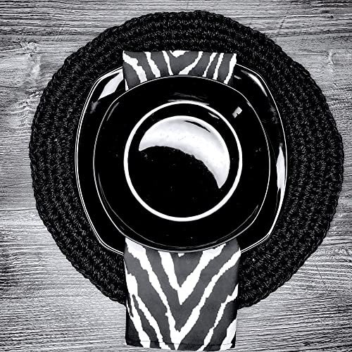 Charlo's Cloth Napkins Set of 4 Animal Print Zebra 16" by 16" - Black-3