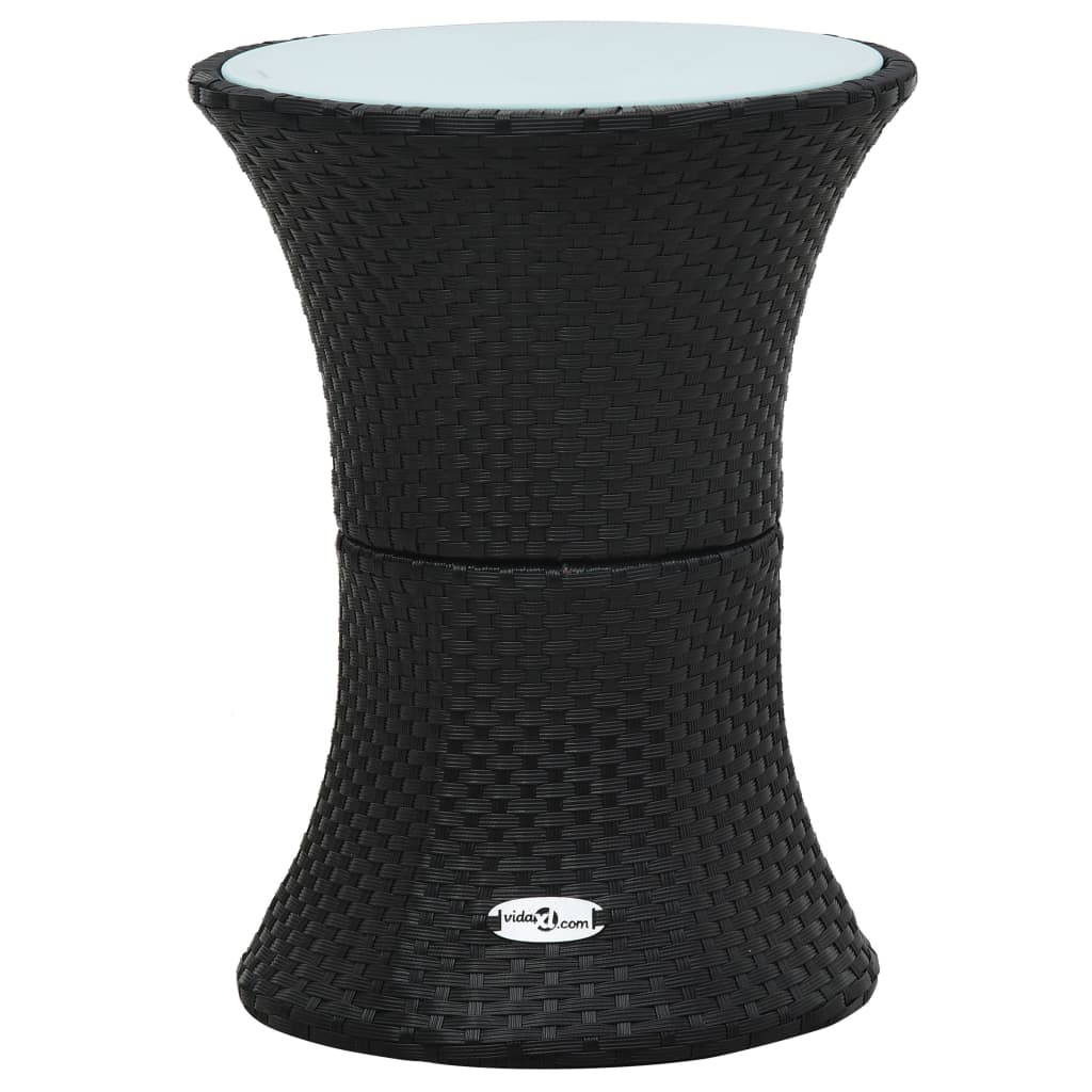 NNEVL Garden Side Table Drum Shape Black Poly Rattan