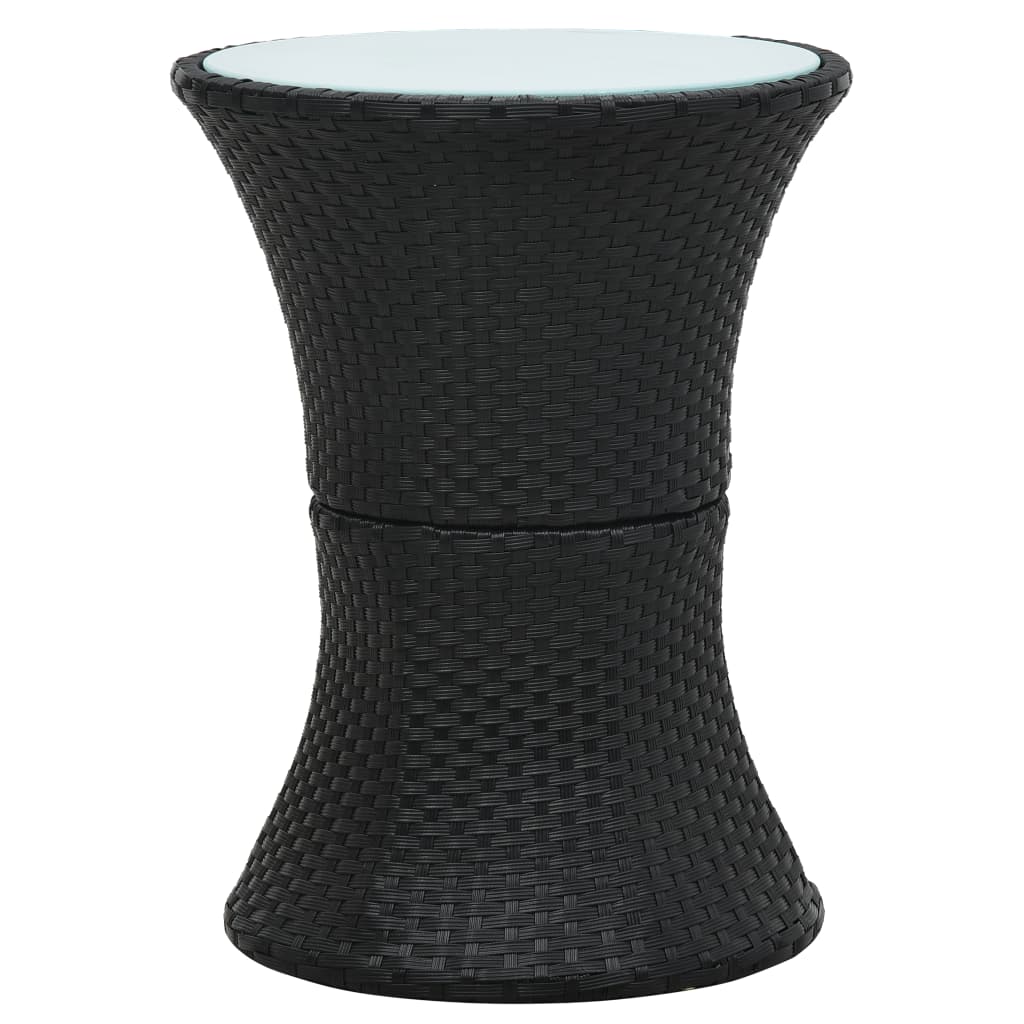 NNEVL Garden Side Table Drum Shape Black Poly Rattan