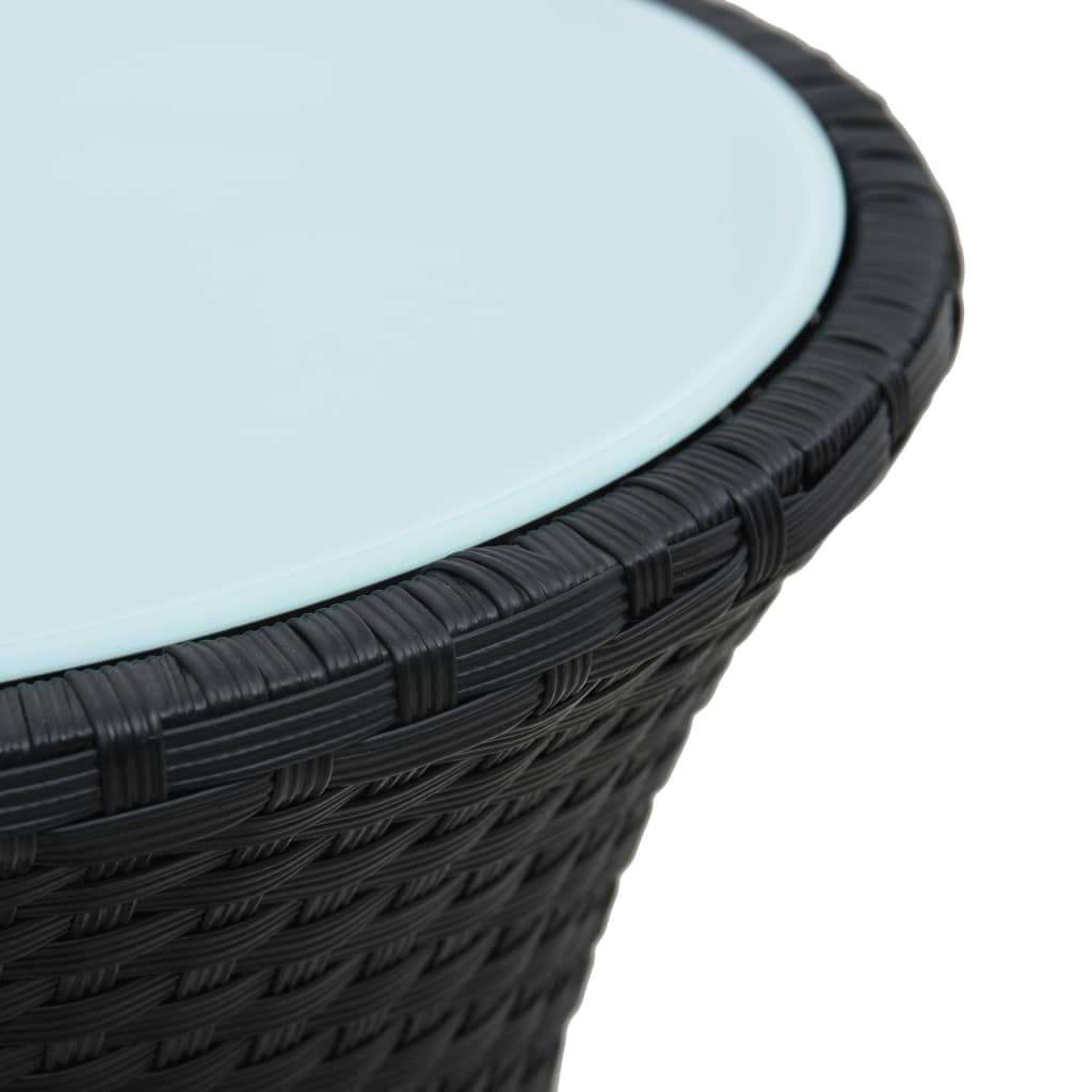 NNEVL Garden Side Table Drum Shape Black Poly Rattan