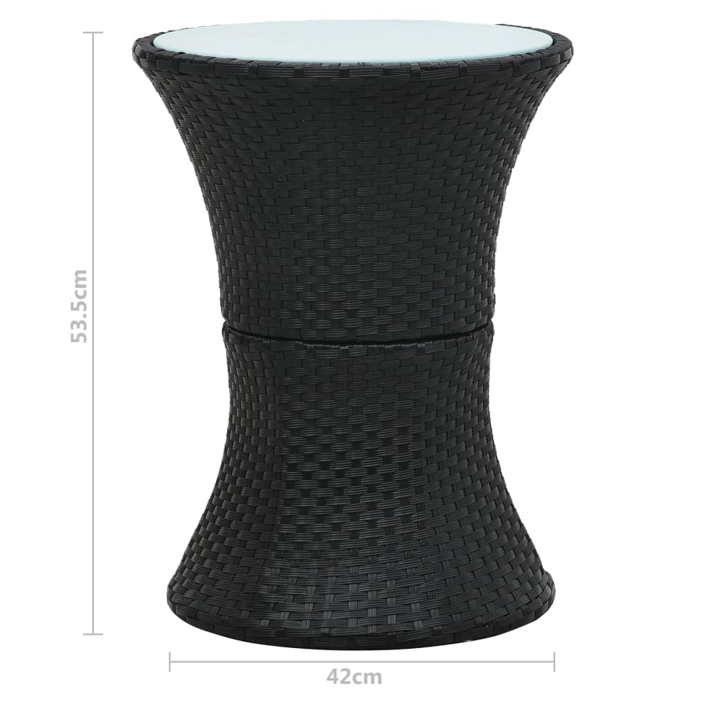 NNEVL Garden Side Table Drum Shape Black Poly Rattan