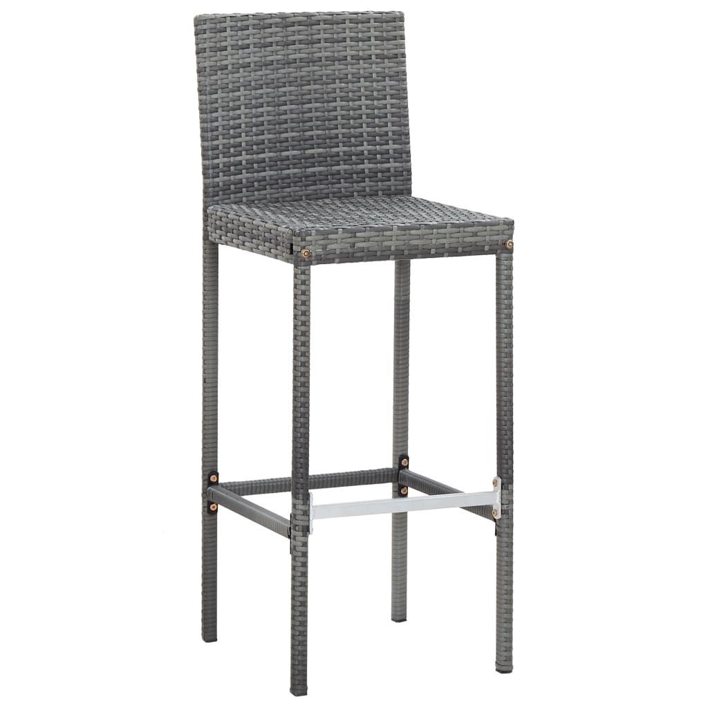 NNEVL 9 Piece Outdoor Bar Set Poly Rattan and Acacia Wood Grey