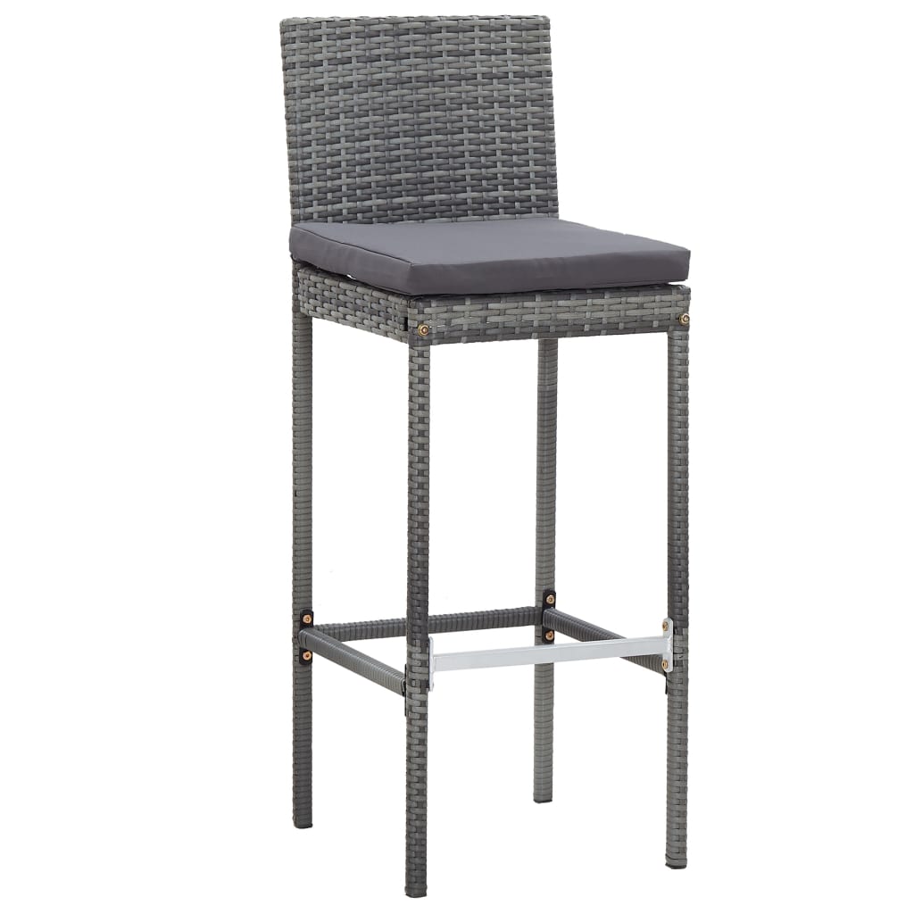 NNEVL 9 Piece Outdoor Bar Set Poly Rattan and Acacia Wood Grey