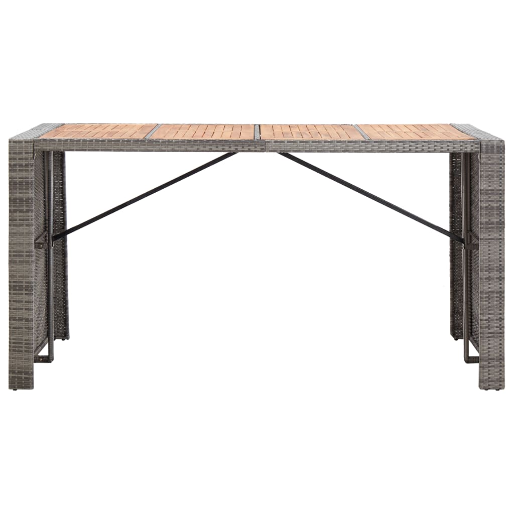 NNEVL 9 Piece Outdoor Bar Set Poly Rattan and Acacia Wood Grey