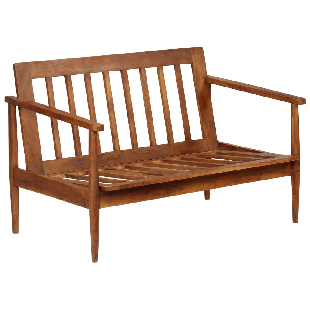 NNEVL 3 Piece Sofa Set Real Leather with Solid Wood Acacia Brown