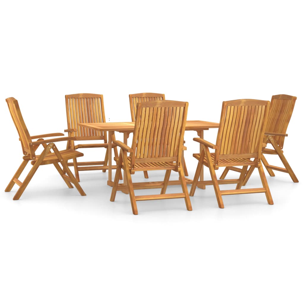 NNEVL 7 Piece Garden Dining Set Solid Wood Teak