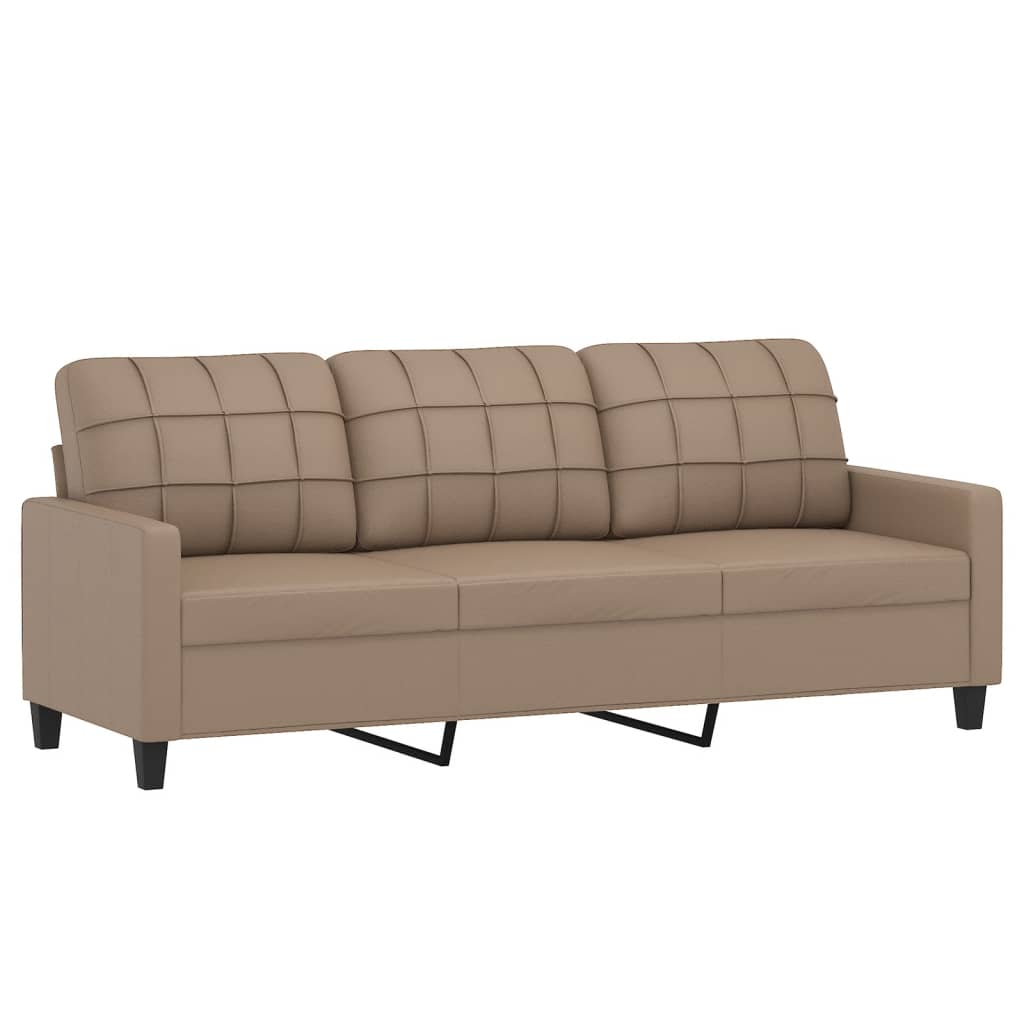 NNEVL 2 Piece Sofa Set with Pillows Cappuccino Faux Leather