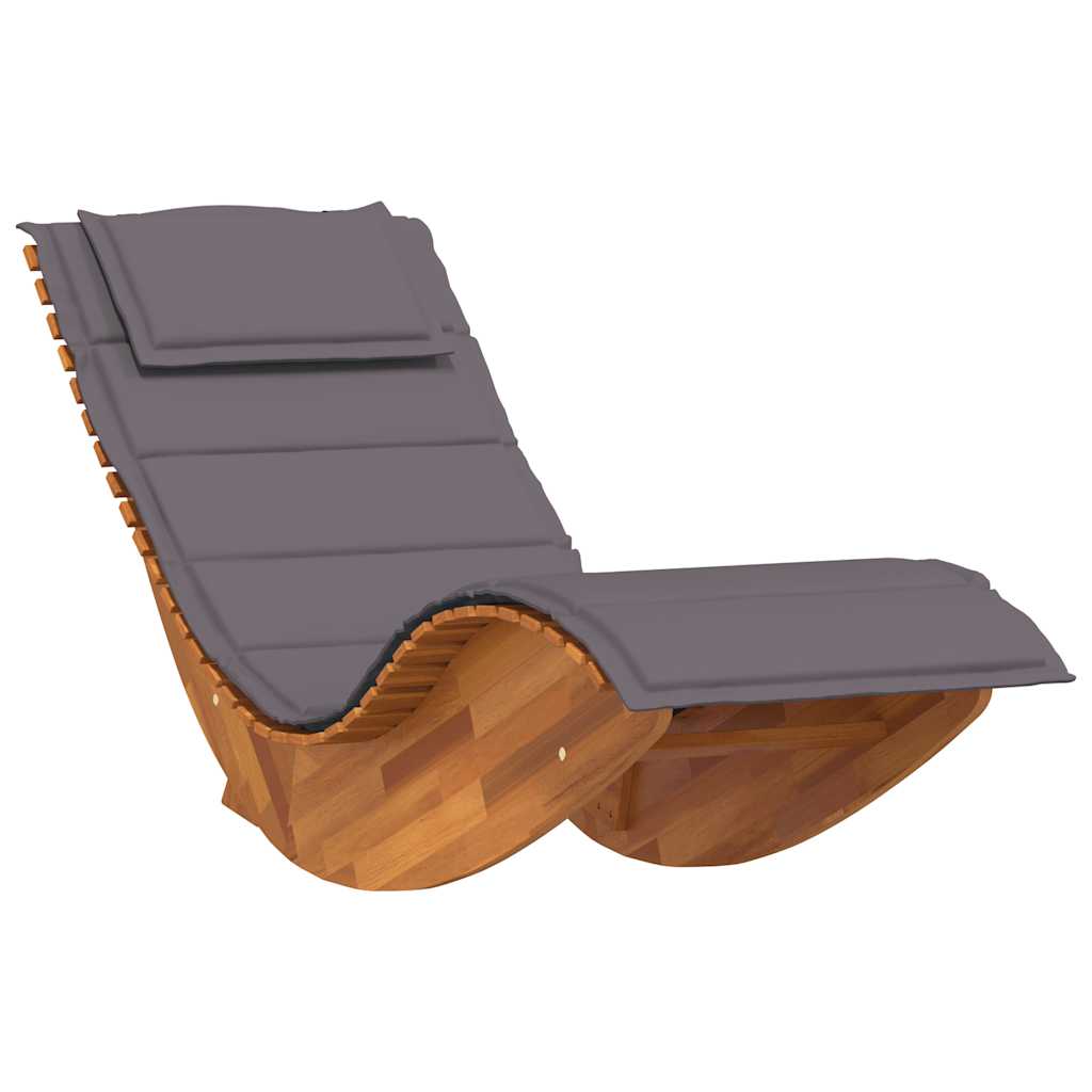 NNEVL Rocking Sun Lounger with Cushion Solid Wood Acacia