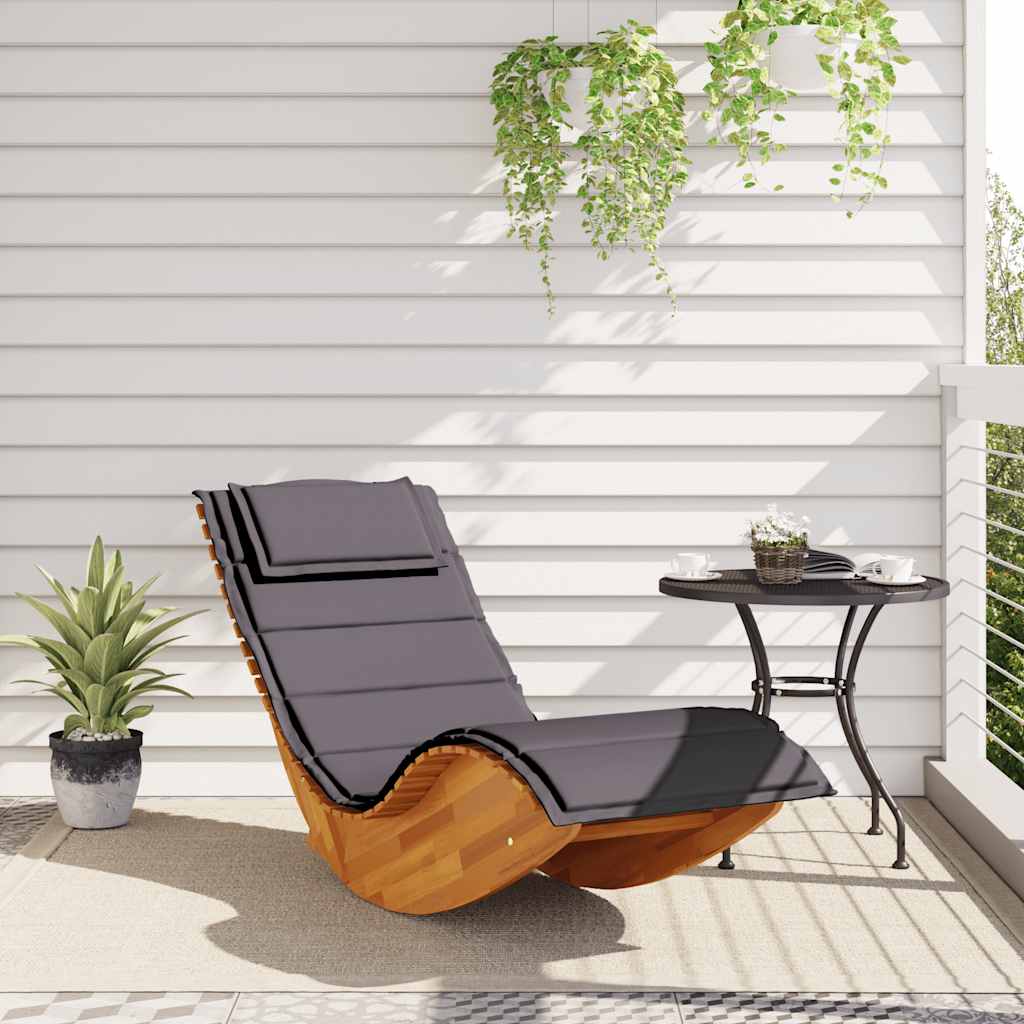 NNEVL Rocking Sun Lounger with Cushion Solid Wood Acacia
