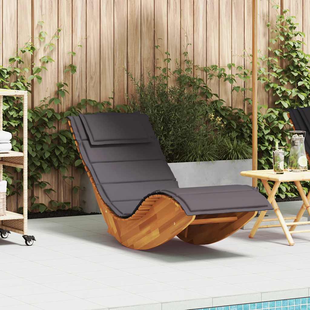 NNEVL Rocking Sun Lounger with Cushion Solid Wood Acacia