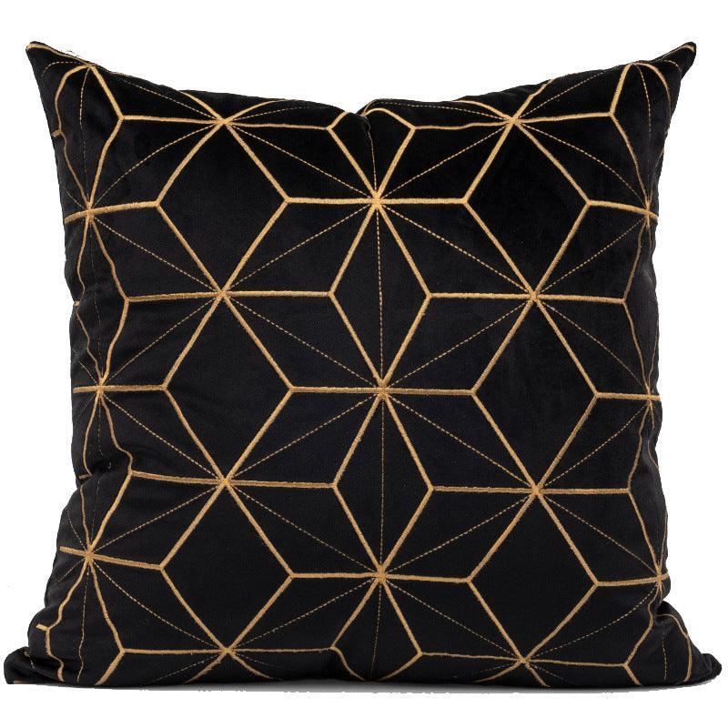 Gold Plaid Velvet Cushion Cover (18x18" - 45x45 cm)-7