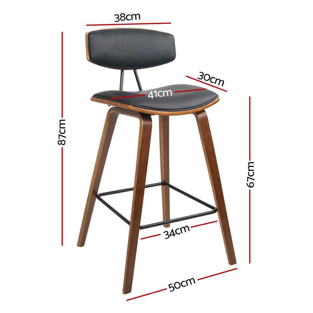 NNEDSZ Set of 2 PU Leather Circular Footrest Bar Stools - Black