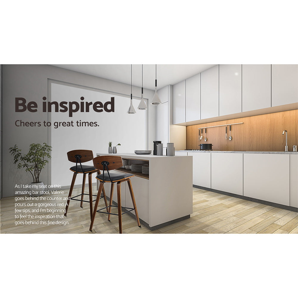 NNEDSZ Set of 2 PU Leather Circular Footrest Bar Stools - Black