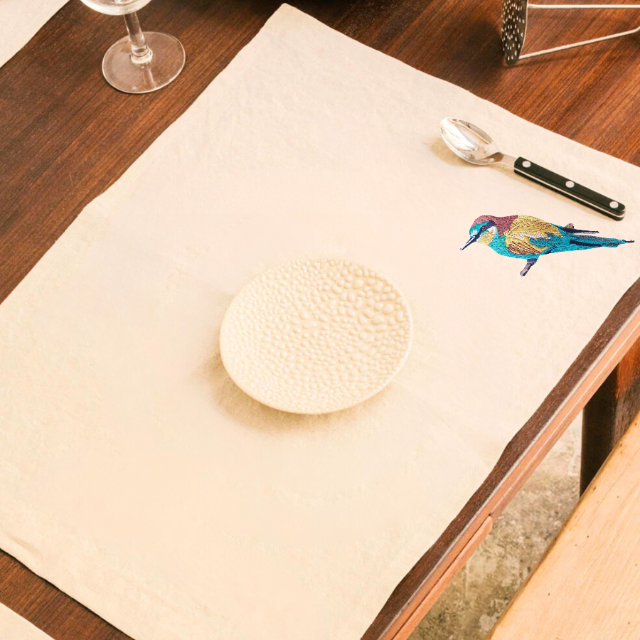 Table Mats - Bee Eater Embroidery