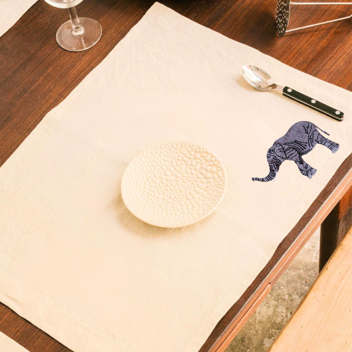 Table Mats - Elephant Embroidery-2