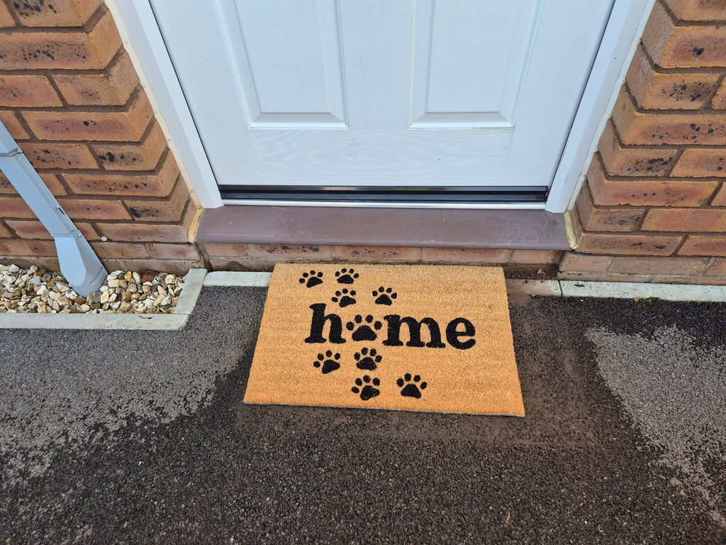 Coir Doormat, 60cm x 40cm - 'Home' (Paws)-1