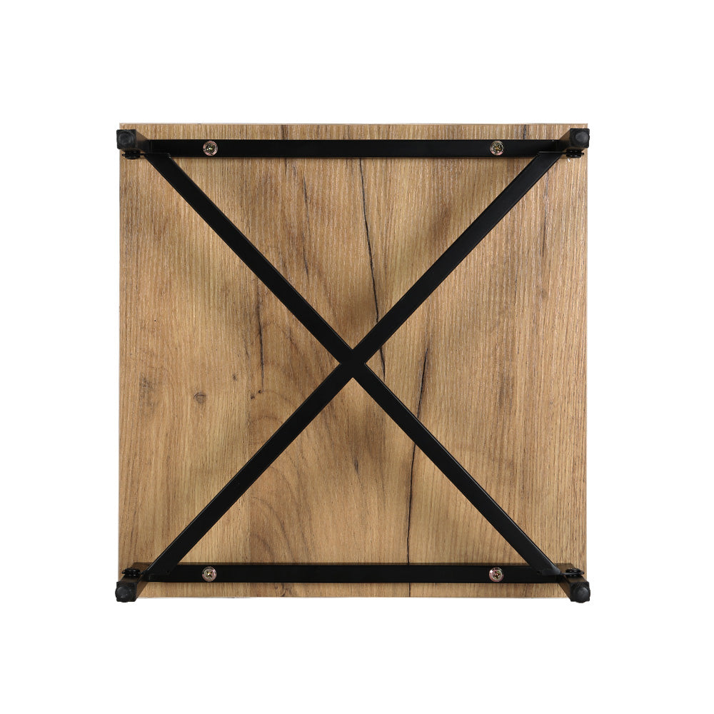 NNEDSZ Bedside Table Drawers Shelf Side Nightstand Storage Bedroom Rust Oak