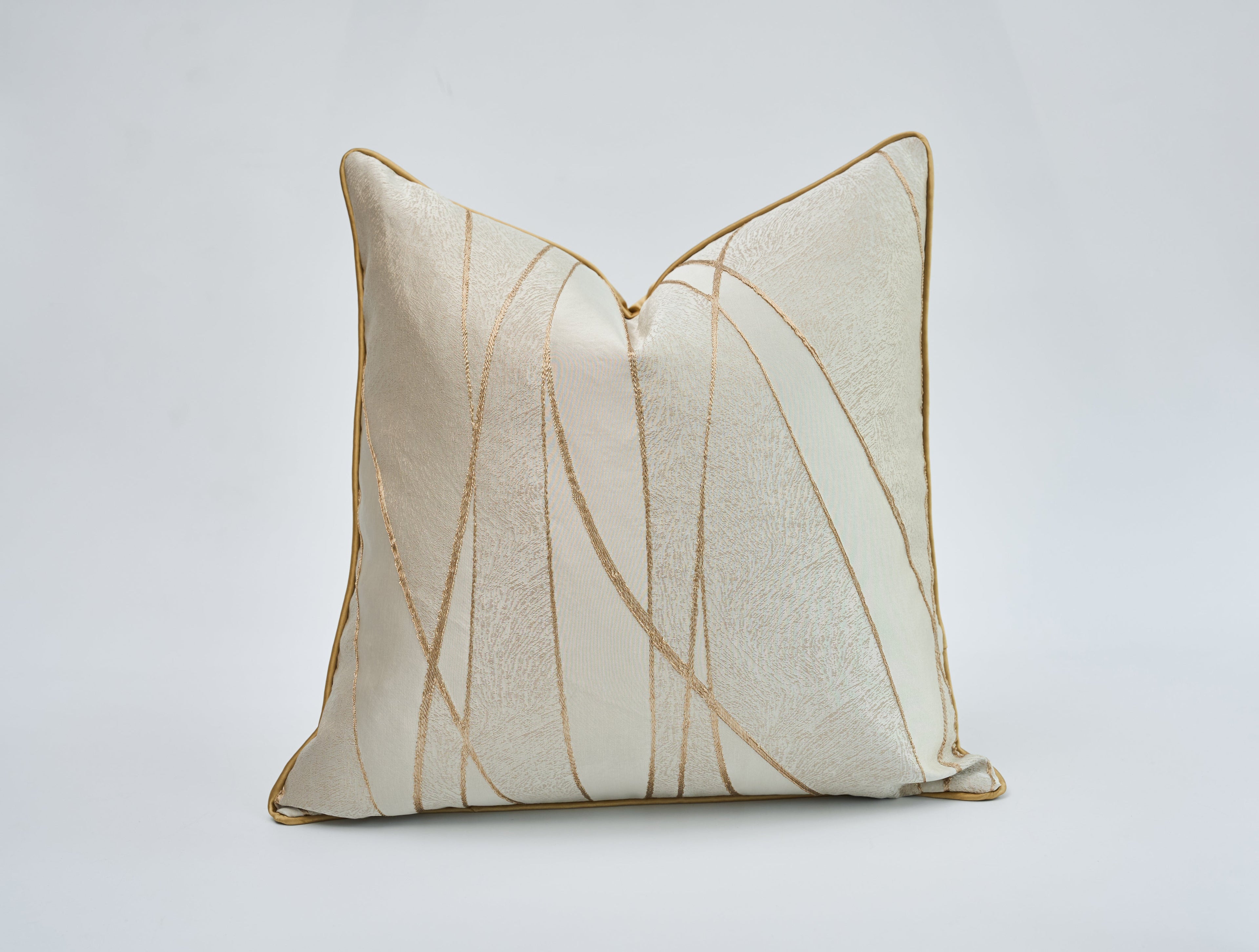 Luxury Jacquard Silk Cushion Cover with Gold Abstract Embroidery - 45x45 cm-0