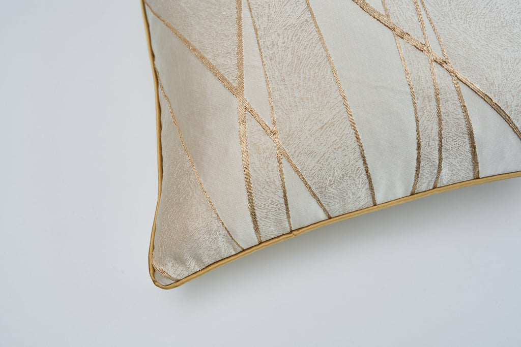 Luxury Jacquard Silk Cushion Cover with Gold Abstract Embroidery - 45x45 cm-2