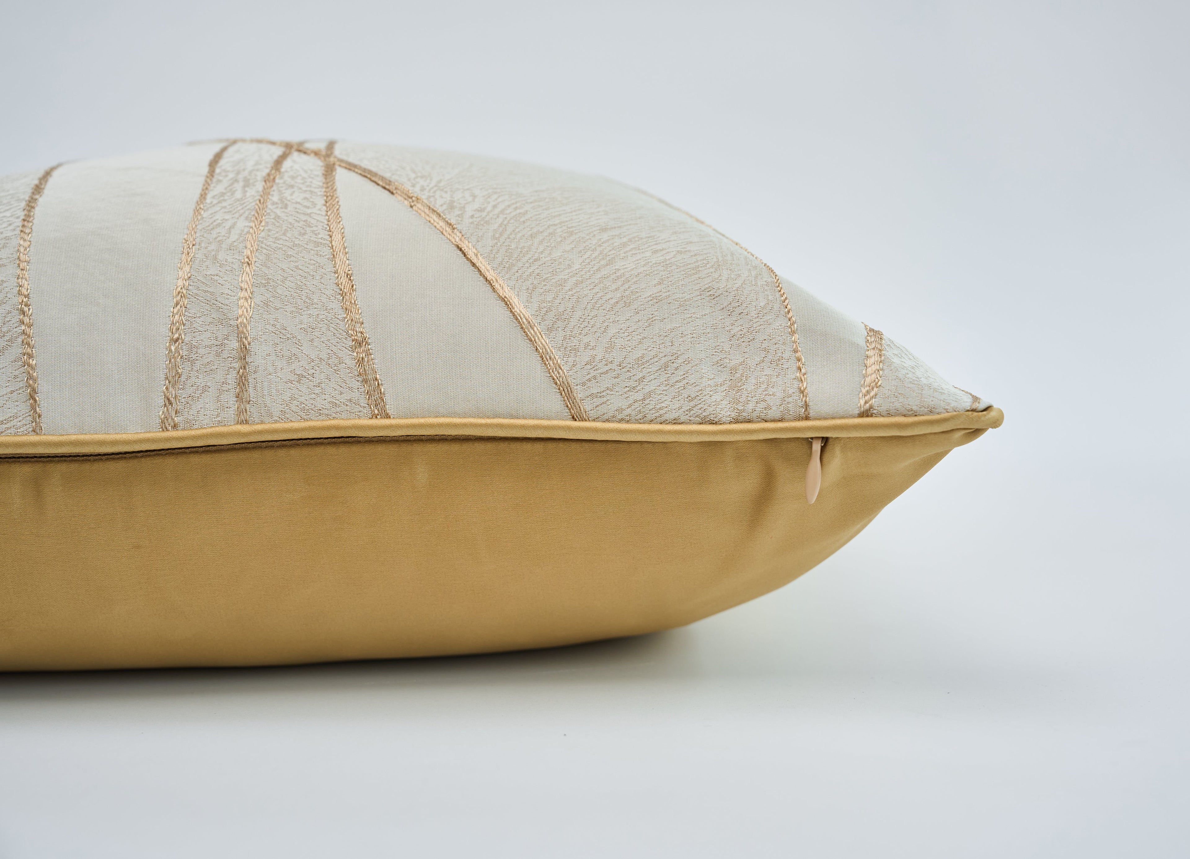 Luxury Jacquard Silk Cushion Cover with Gold Abstract Embroidery - 45x45 cm-3