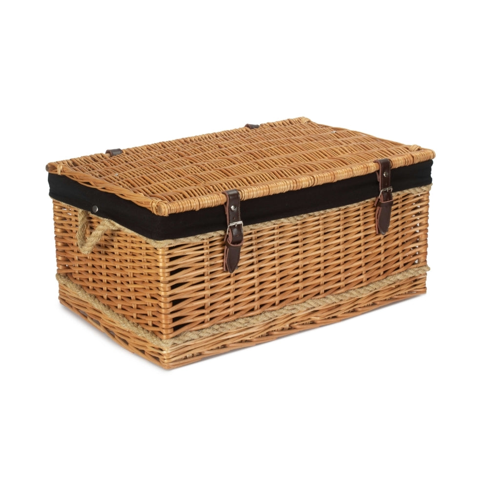 62cm Roped Handled Buff Willow Wicker Picnic Basket