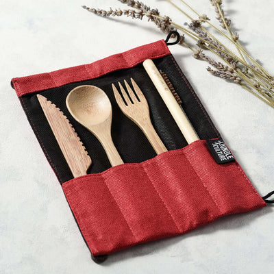 Bamboo Cutlery Set (Brown bag)