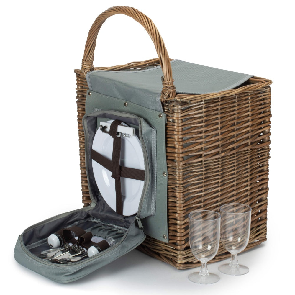 2 Person Chiller Wicker Beach Picnic Basket
