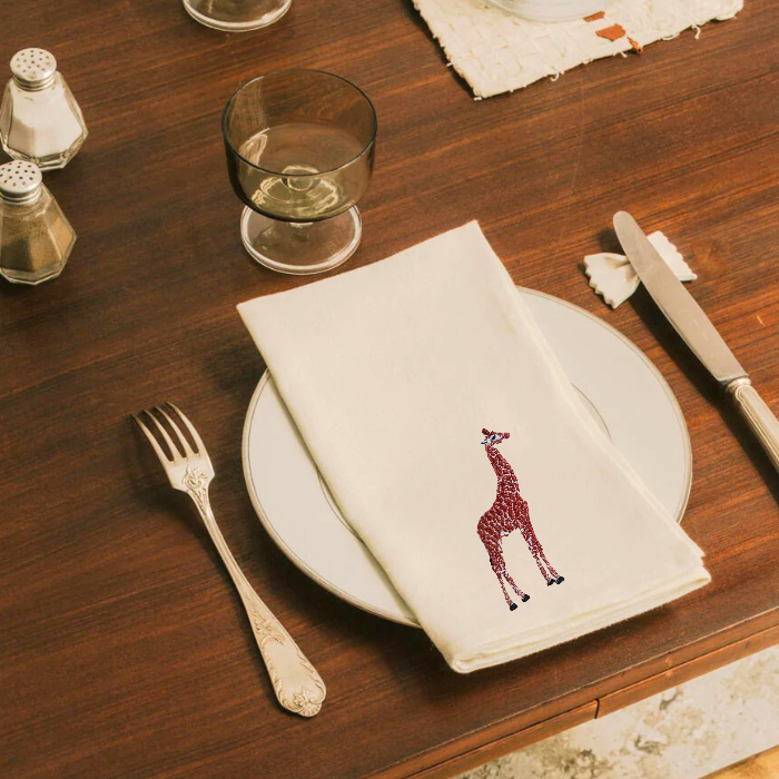 Napkins with Giraffe Embroidery