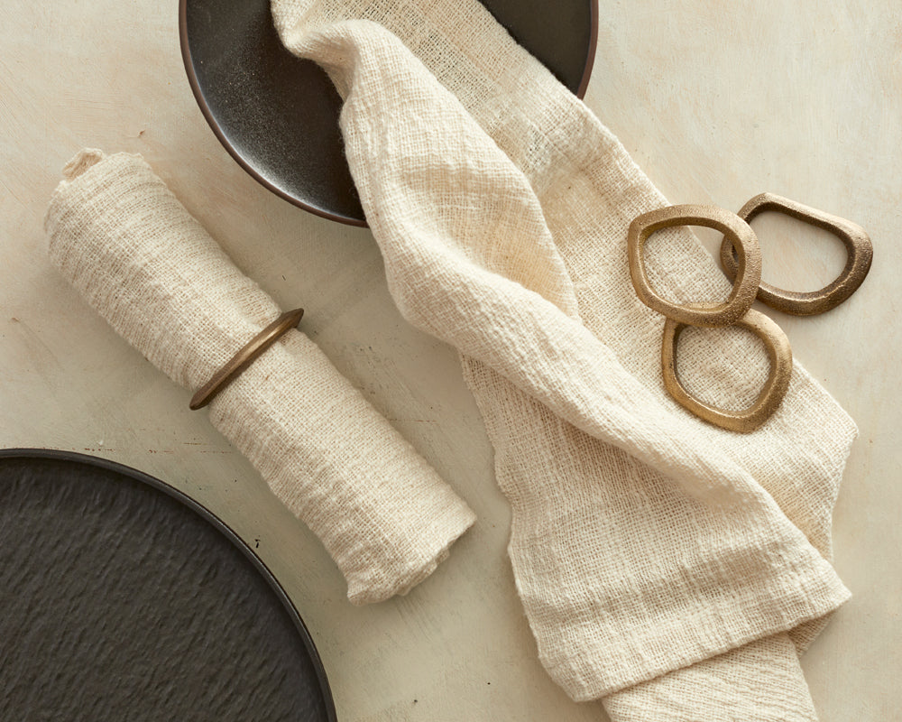 Moss Brass Napkin Rings - Set of 4