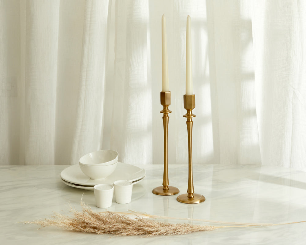 Jenna Brass Candle Holders Set