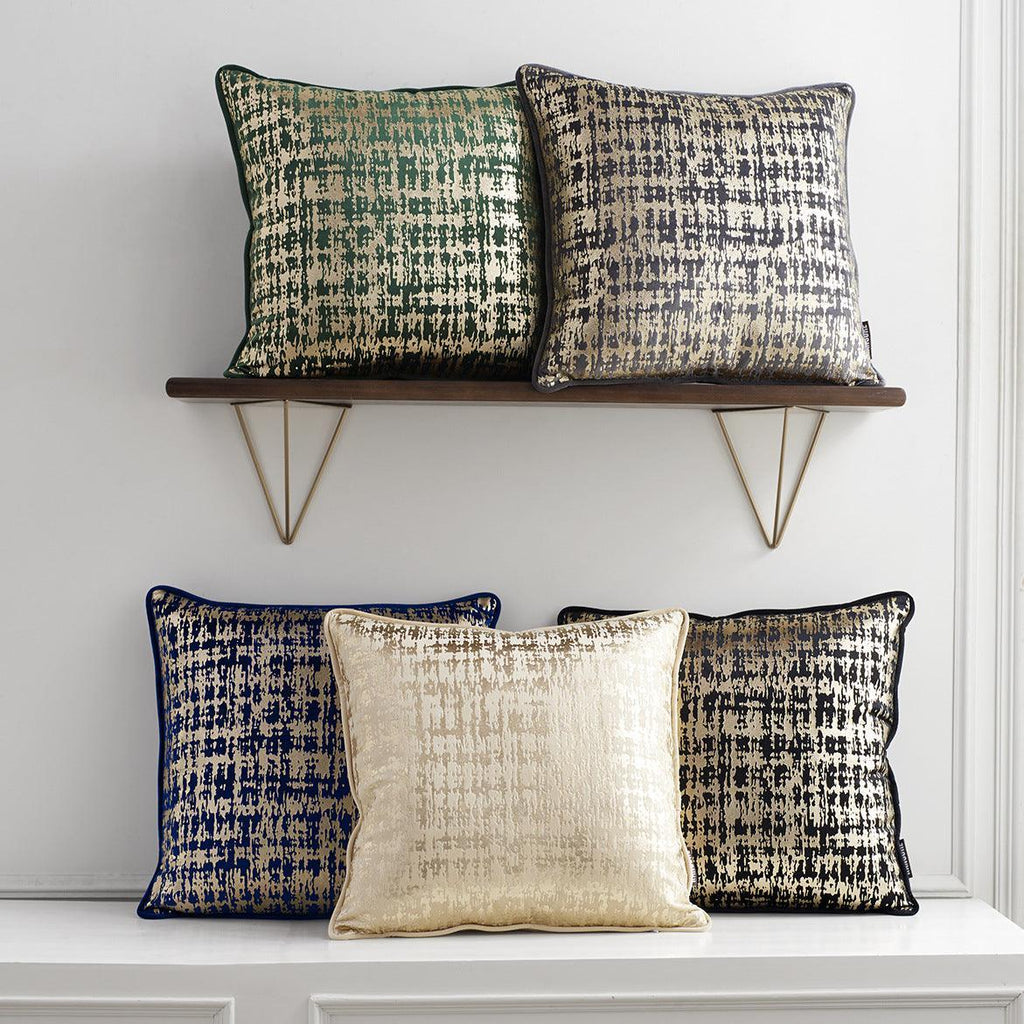 Gold Abstract Velvet Cushion Cover (18x18" - 45x45 cm)