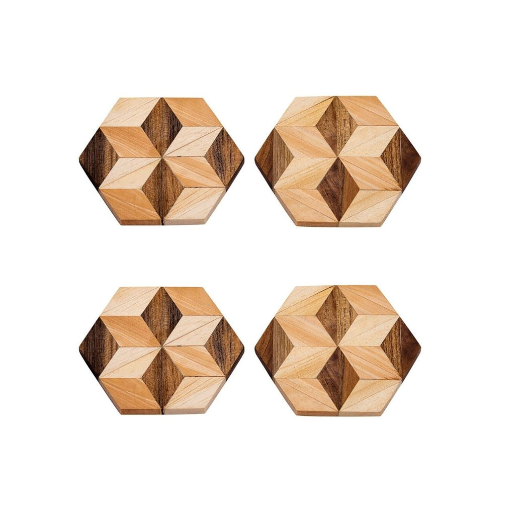 Handmade Hexagon Wooden Coasters (Set of 2 or 4)