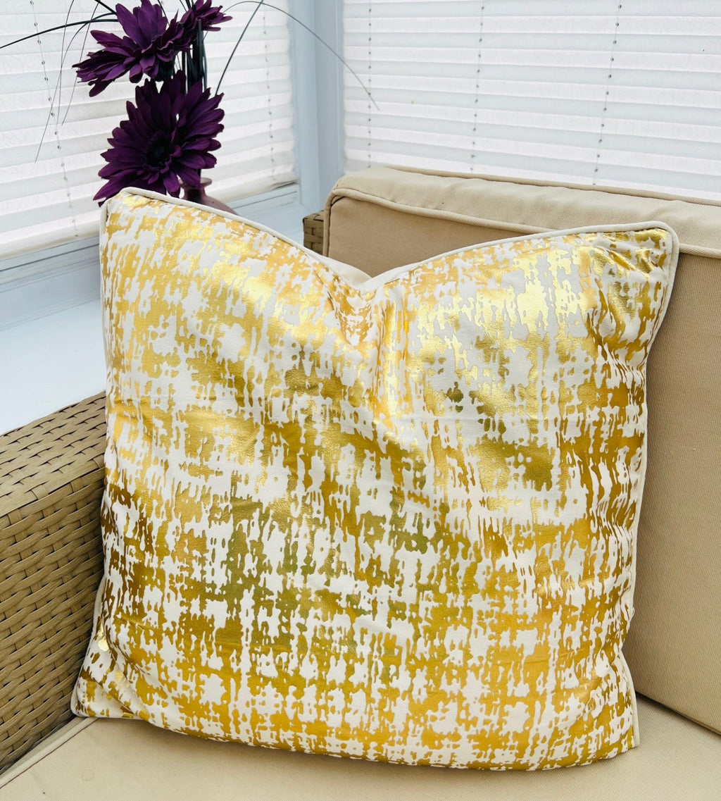 Gold Abstract Velvet Cushion Cover (18x18" - 45x45 cm)