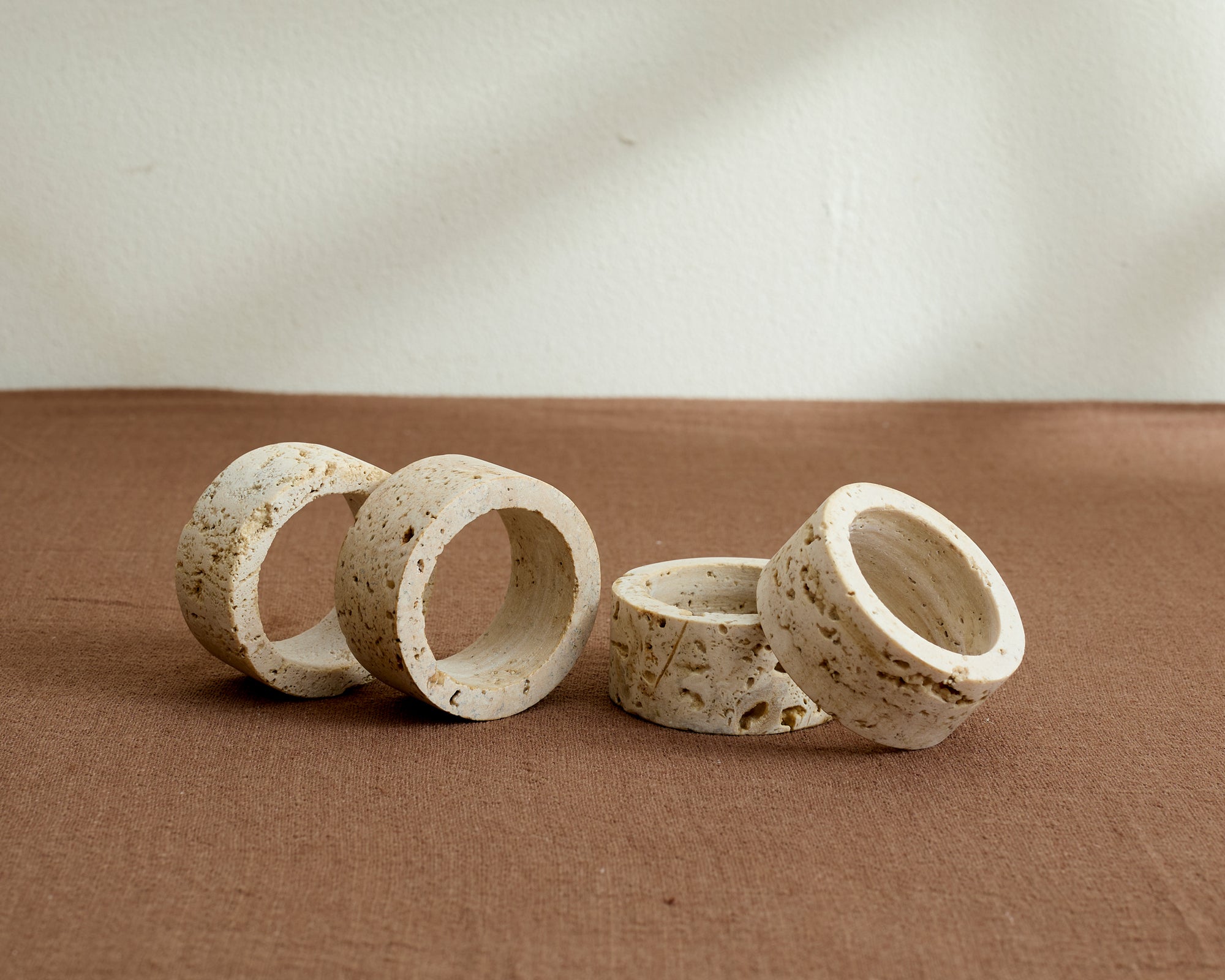 Hana Travertine Napkins Rings Set of 4