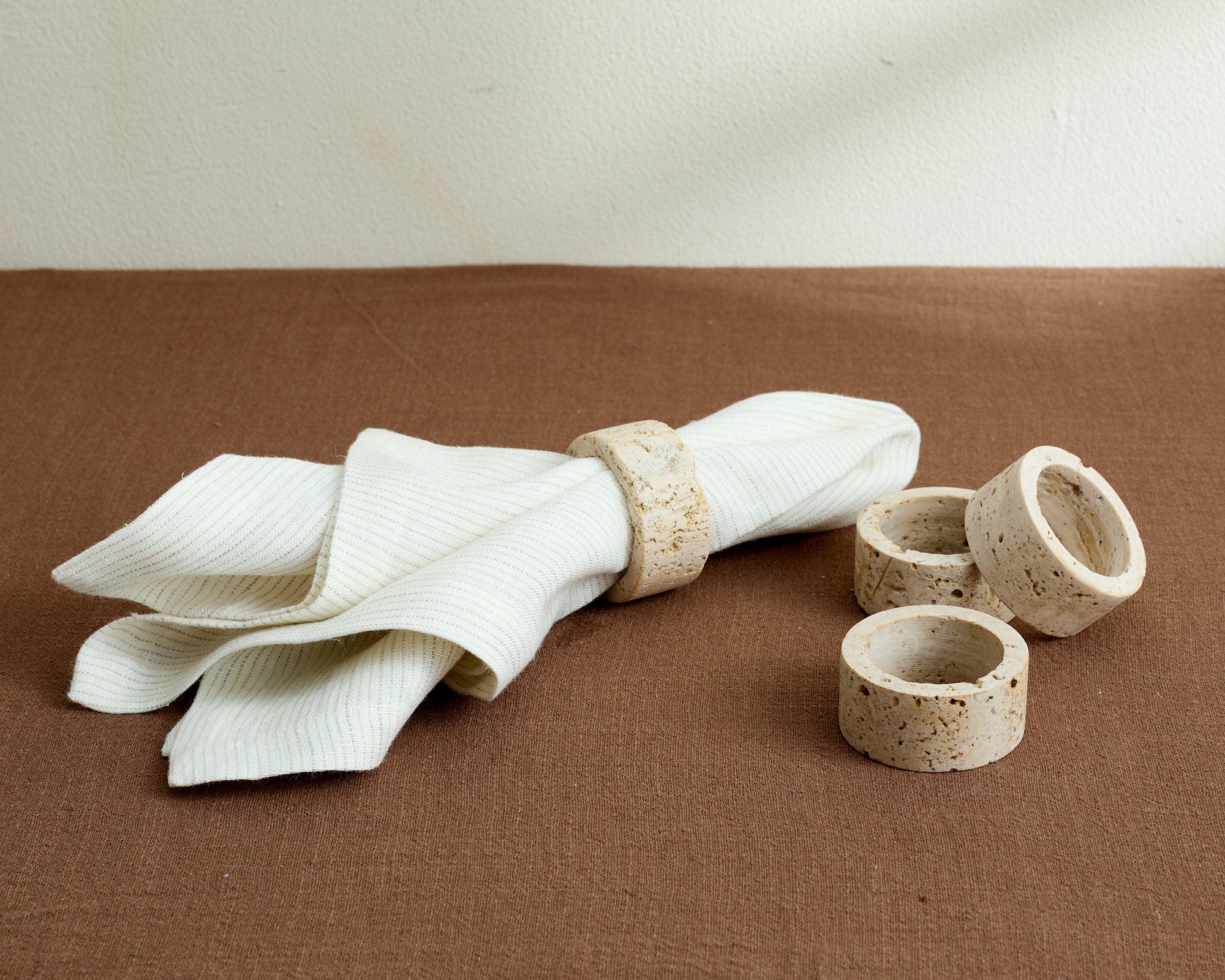 Hana Travertine Napkins Rings Set of 4