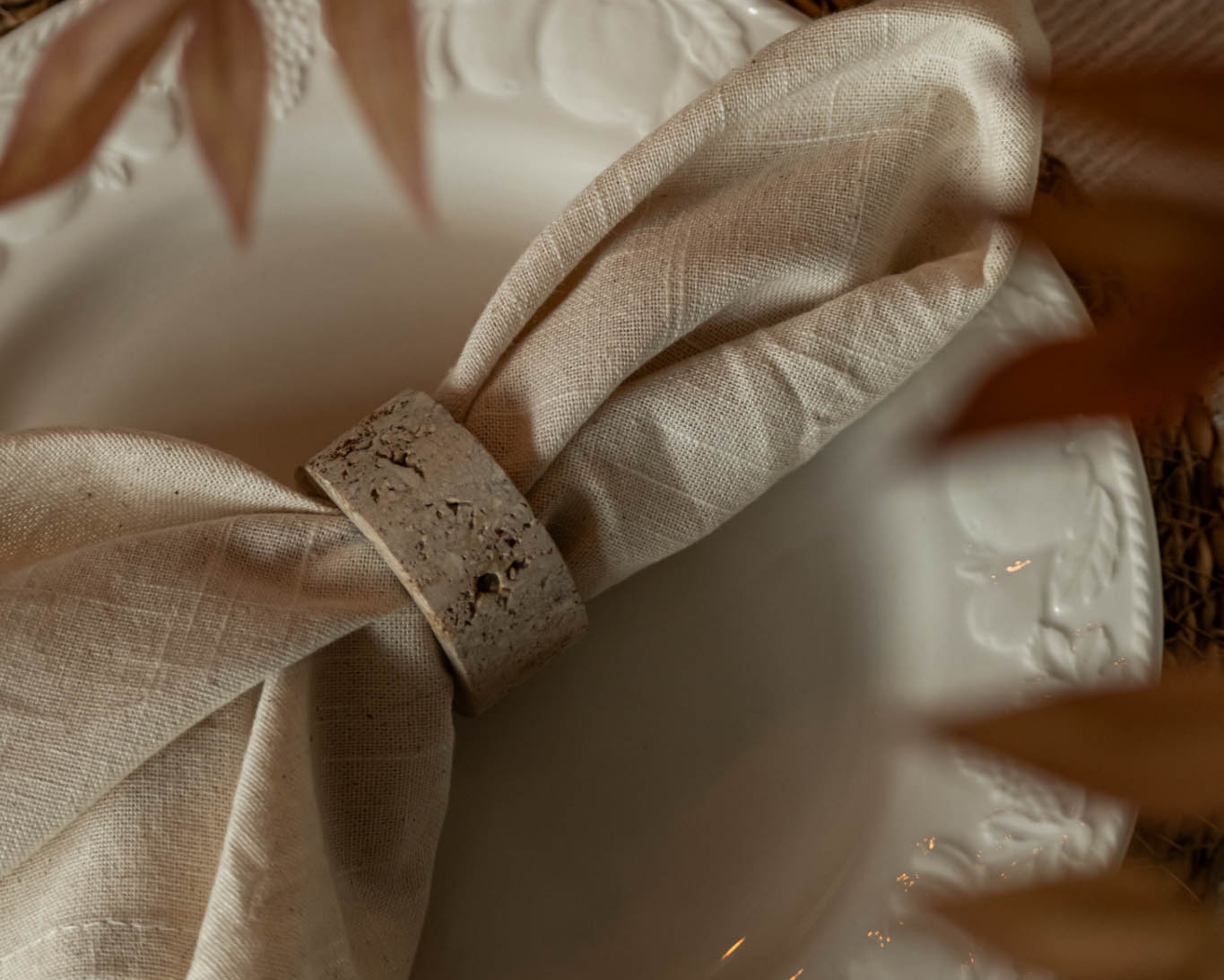 Hana Travertine Napkins Rings Set of 4