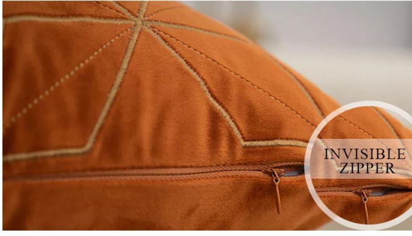 Gold Plaid Velvet Cushion Cover (18x18" - 45x45 cm)-3