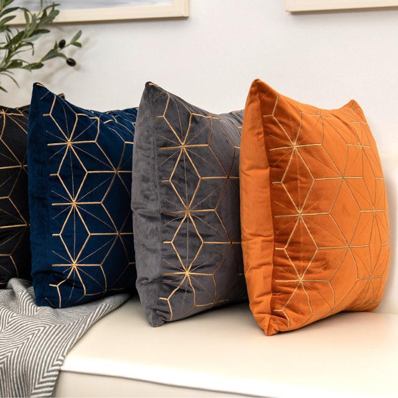 Gold Plaid Velvet Cushion Cover (18x18" - 45x45 cm)-1